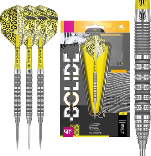 Target Darts Bolide 90% Tungsten Swiss Point Steel Tip Darts Set of 3 | Featuring Pro Grip Dart Stems, Number 6 Dart Flights, Swiss Points |