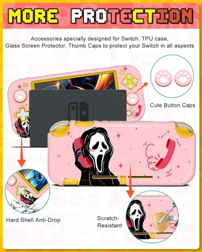 Vista 5 de Xinocy for Nintendo Switch Lite 7 in 1 Storage Accessories Kit with Travel Carrying Case+Switch Lite Protective Cover+Game Case