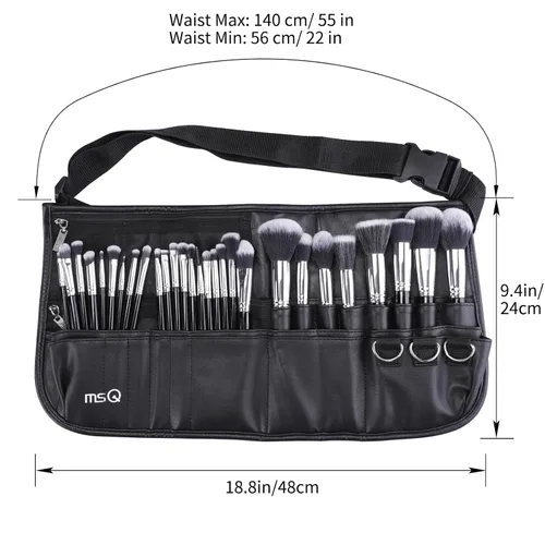 Vista 8 de MSQ - Juego de 29 brochas de maquillaje profesionales con cinturón ajustable, bolsa de maquillaje, base de polvo, brochas para sombras de ojos