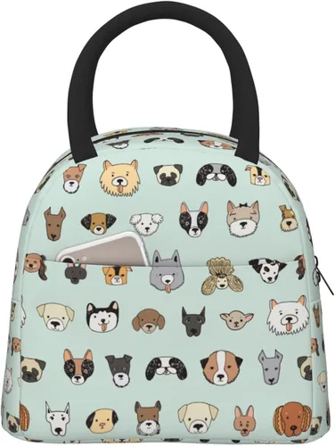 Vista 26 de Bolsa de almuerzo con estampado de patas de perro, bolsa compacta con huellas de animales, reutilizable, contenedor para mujeres, hombres, escuela