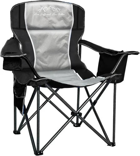 Silla de campamento de gran tamaño, capacidad de 500 libras para personas grandes y altas, silla plegable acolchada extra ancha para personas