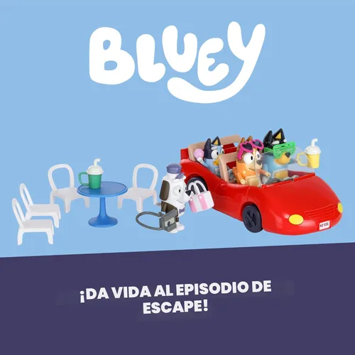 Vista 5 de Bluey Convertible con paquete de 4 figuras de 2.5 pulgadas, 9 accesorios y hoja de calcomanías, exclusivo