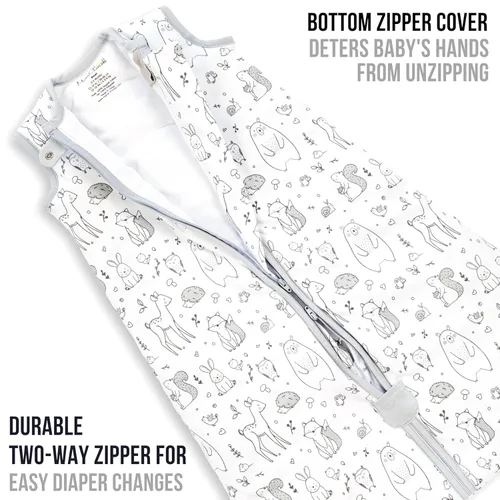 Vista 13 de Mama Cheetah Saco de dormir para bebé de 0.5 TOG, Manta portátil de algodón orgánico para bebé con cremallera bidireccional, Saco de dormir