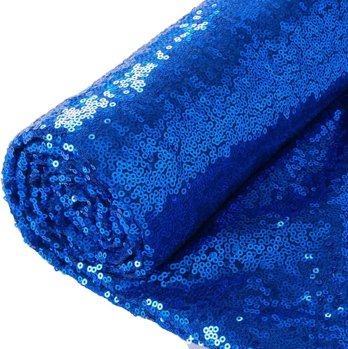 ShiDianYi - Tela con lentejuelas de 12 pies, 4 yardas, por yarda, tela de lentejuelas, mantel, lino, mantel con lentejuelas, camino de mesa. Azul