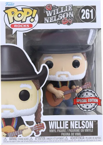 Vista 2 de Funko Pop! Rocks: Willie Nelson con sombrero de vaquero figura de vinilo exclusiva de Walmart