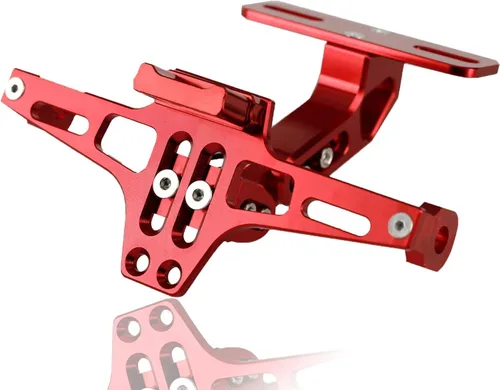 Vista 8 de LKV Soporte universal para placa de matrícula de motocicleta con kit eliminador de guardabarros de luz LED, soporte de aluminio CNC para placa