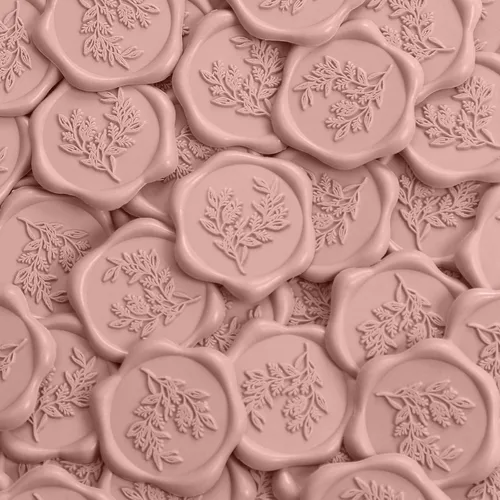 Vista 22 de UNIQOOO Calcomanías de sello de cera, calcomanías de sello de invitación de boda de rama de olivo, 100 calcomanías autoadhesivas Prosecco Metallic