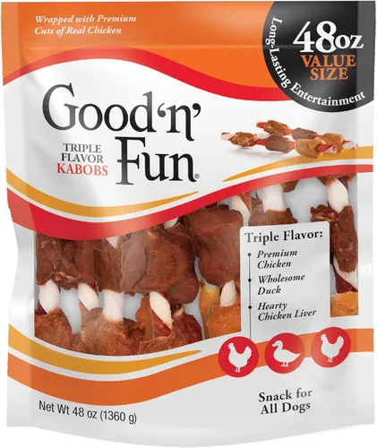 Vista 11 de Good'N'Fun - Brochetas de cuero crudo de triple sabor para perros