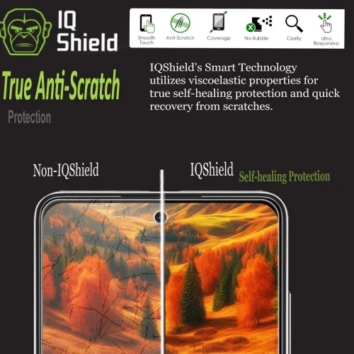 Vista 5 de IQShield Protector de pantalla compatible con Samsung Galaxy A52 5G (paquete de 2) película de TPU transparente antiburbujas