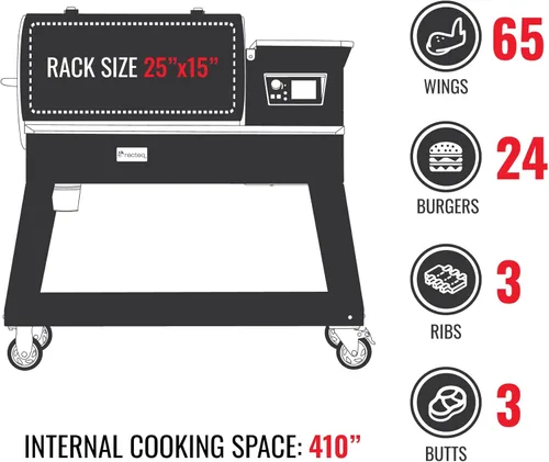 Vista 5 de recteq Patio Legend 400 - Parrilla ahumadora de pellets con WiFi y conectividad de aplicaciones, parrillas para ahumadores al aire libre, parrilla