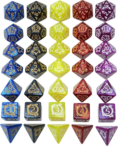 Vista 2 de SmartDealsPro Juegos de dados poliédricos retro con bolsas para D&D DND RPG MTG Dungeon and Dragons Tabla de mesa Roll Juegos D4 D6 D8 D10 D% D12 D20