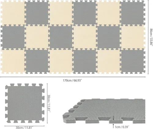 Vista 2 de qqpp Alfombrillas de goma EVA con 18 azulejos entrelazados de espuma para rompecabezas - Alfombra de juego para bebé para jugar Alfombrilla