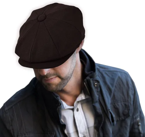 Vista 2 de Sombrero clásico de 8 paneles de mezcla de lana Newsboy Snap Brim Collection para hombre