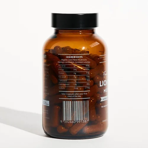 Vista 8 de Forest Super Foods Cápsulas de suplemento de melena de león (120 cápsulas) hongo de melena de león orgánico Suplemento cerebral de levantamiento