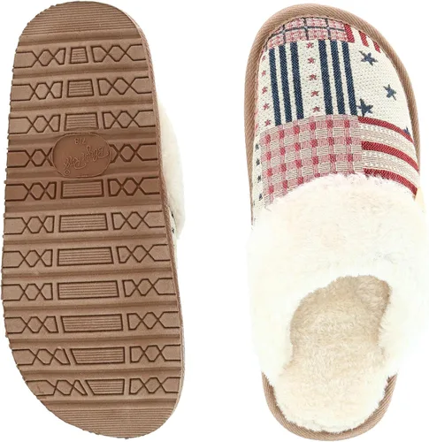 Vista 3 de Sienna Americana - Pantuflas con estampado de retazos para mujer