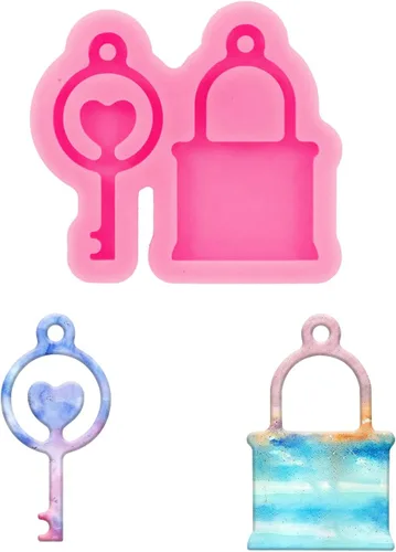 Vista 12 de Molde de resina de silicona con forma de corazón para el día de San Valentín, llavero de resina, molde de fundición de resina para joyería