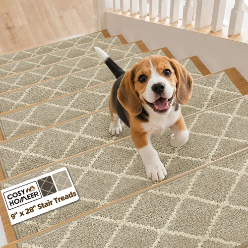 COSY HOMEER Peldaños de escalera para peldaños de madera de 9 x 28 pulgadas, alfombras antideslizantes, pelar y pegar para interiores para niños,