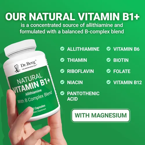 Vista 12 de Dr. Berg Vitamina Natural B1 B6 B12 Complejo - Suplemento de Vitamina B1 de Allithiamina con 8 Vitaminas Esenciales del Complejo B para Hombres