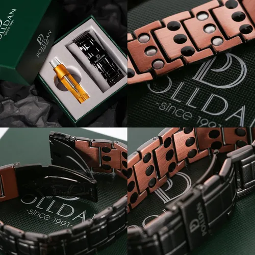 Vista 3 de Pulsera de Cobre 6200 Gauss Power Pulsera para Hombres 99.99% Cobre Puro Pulseras Magnéticas para Hombres con Ajuste Ajustable y Herramienta