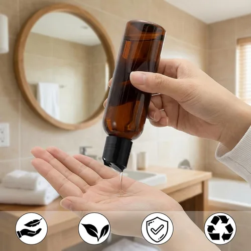 Vista 5 de Bekith Paquete de 30 botellas de viaje de 4 onzas para artículos de tocador, pequeñas botellas de plástico con tapa abatible, recipientes vacíos