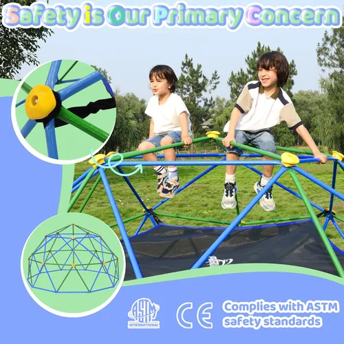 Vista 5 de Gardenature - Cúpula de escalada de 10 pies con hamaca, gimnasio de jungla al aire libre para niños, estructura de escalada geométrica con cúpula