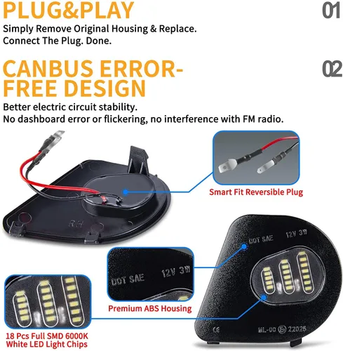 Vista 6 de Gempro Juego de 2 lámparas LED para espejo lateral para Dodge Ram 2010-2019 1500 2500 3500 4500 5500 luces de espejo de remolque, 6000 K diamante