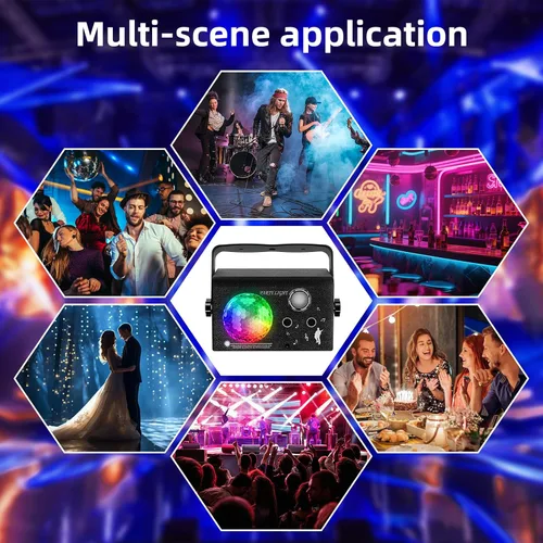 Vista 15 de Luces cuadradas para fiesta, 4 modos de luz de discoteca activada por sonido con control remoto y estroboscópico, luces de escenario de baile
