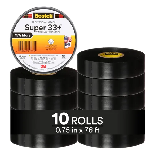 Vista 7 de 3M Scotch Super 33+ - Cinta eléctrica, 1 pulgada x 36 yardas (108 pies), vinilo de alta calidad para todo tipo de clima, resistente a la abrasión