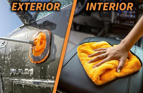 Vista 6 de Kit de cepillo de lavado de coche y caravana de 48 a 144 pulgadas con mango extensible largo, kit de lavado para auto, caravana, camión con poste