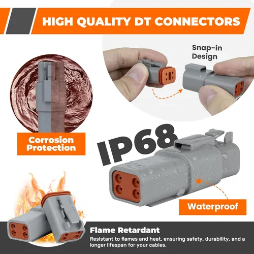 Vista 3 de Kit de conectores DT Deutsch de 218 piezas, 12 unidades, con crimpadora de alambre de trinquete, 2/3/4/6/8/12 pines IP68 impermeables, conectores