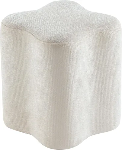 Vista 8 de Get Set Style Otomana con forma de flores de 14.4 pulgadas, moderno taburete otomano de felpilla para sala de estar, cómodo puf extra para sentarse