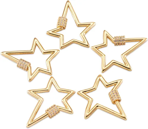 Vista 28 de Dijes de bloqueo de mosquetón de tornillo, Circonita cúbica Latón, circonita