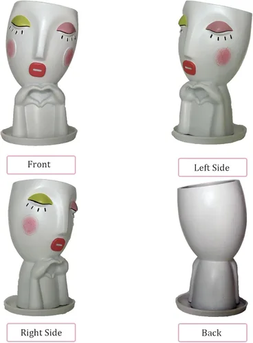 Vista 6 de Macetas de cara para plantas de interior y exterior, jarrón único de cabeza blanca para mujer, macetas decorativas para mujer, jarrones de cara