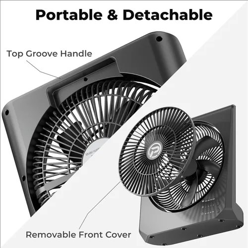 Vista 7 de PANERGY Ventilador de batería recargable de 20000 mAh, ventilador de caja cuadrada de 10 pulgadas con tiempo de funcionamiento de 55 horas, 4