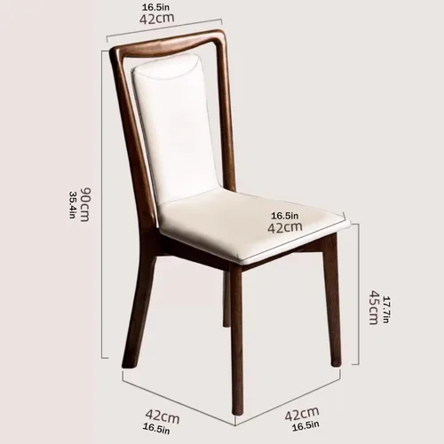 Vista 2 de Sillas de comedor con cojín de cuero, sillas de comedor de madera, silla de cocina, silla de negociación, taburete sin brazos para comedor, sala