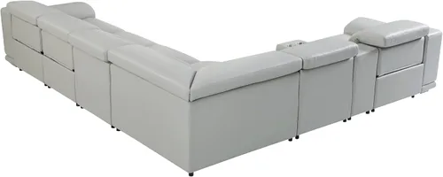 Vista 309 de BlackJack Furniture Venice - Sofá modular de cuero italiano de grano superior de 5 piezas con 3 reclinables eléctricos, reposacabezas ajustable