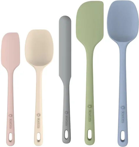 Vista 30 de ChefAide Juego de 3 espátulas de silicona, espátula de goma de grado alimenticio, mango fuerte mejorado con empuñadura ergonómica, resistente al