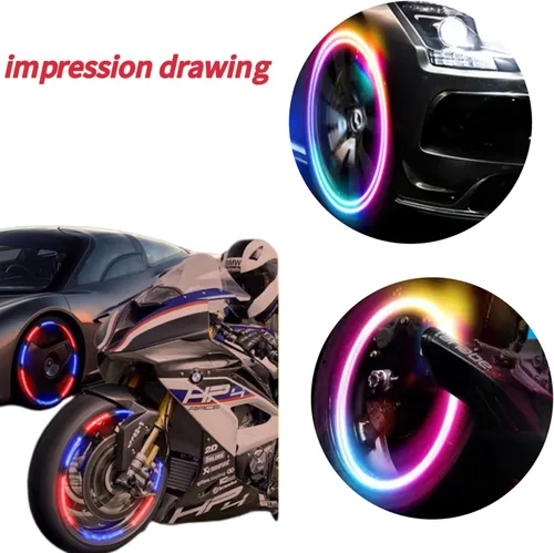 Vista 3 de 2 piezas de luz para válvula de neumático, luces LED de rueda coloridas, luz parpadeante impermeable para tapón de válvula de neumático de coche