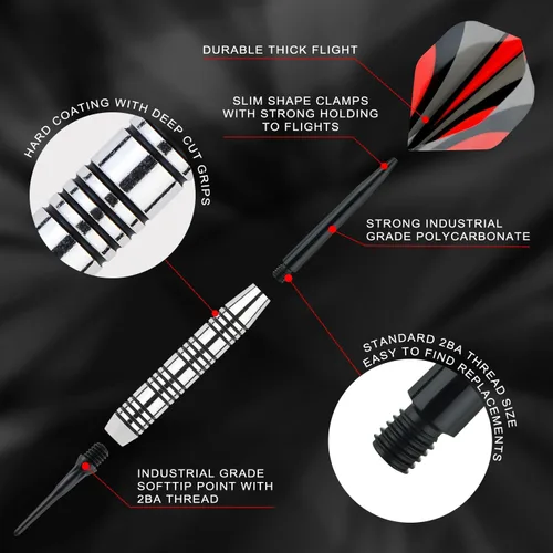 Vista 9 de Steel Tip Darts Set 18 Grams15 Pack Steel Barrels