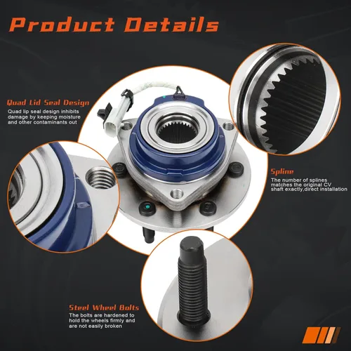 Vista 4 de DRIVESTAR 513236 Buje de rueda delantera izquierda/derecha y conjunto de rodamientos con ABS para Buick Terraza 2006-07, para Chevy Uplander