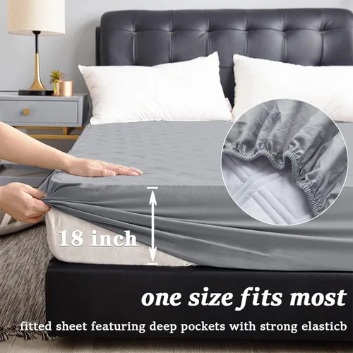 Vista 3 de Berrker Waterproof Mattress Protector(Queen, Grey), 18 inches Deep Pocket, 3 Layer FabricBreathable and Noiseless Mattress Topper, Machine Washable
