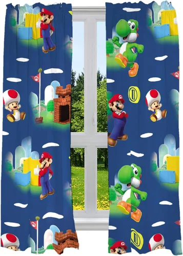 Vista 50 de Franco Juego de cortinas y drapeados para ventana de habitación de niños, 82 x 84 pulgadas, Super Mario