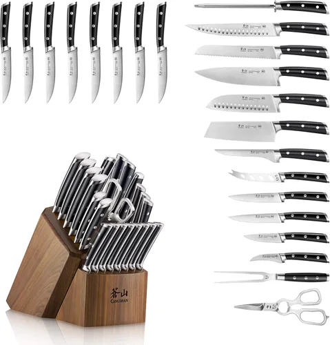 Vista 2 de Cangshan Serie S 1026054 - Juego de 23 cuchillos forjados de acero alemán