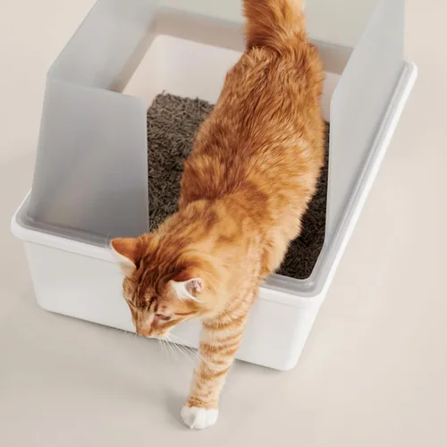 Vista 2 de Tuft & Paw Cubby - Caja de arena para gatos de alta cara, parte superior abierta, plástico antiadherente, bajo seguimiento, color blanco/gris