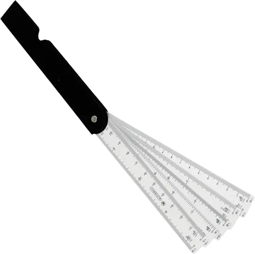 Vista 3 de uxcell Regla de escala de ventilador de dibujo, regla de escala de ingeniería plegable de plástico, regla de escala de medición de 7.7 pulgadas