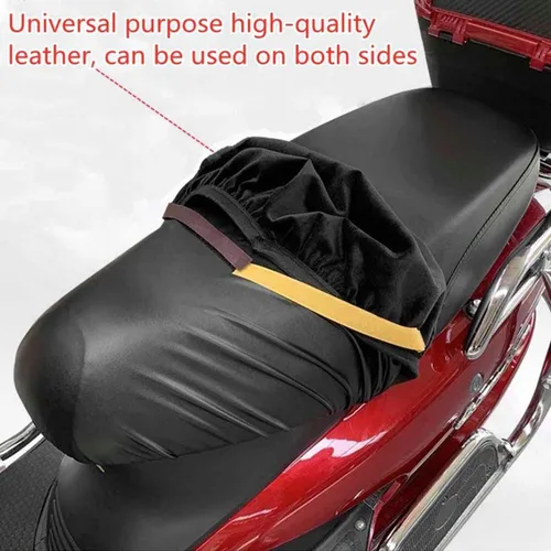 Vista 7 de Funda de asiento de motocicleta, protector universal de asiento de motocicleta, cojín elástico de piel sintética impermeable, cubierta completa