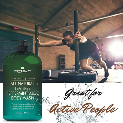 Vista 6 de First Botany, Gel de ducha de árbol de té natural que combate el olor corporal del pie de atleta, deportista, picazón, problemas de uñas, caspa