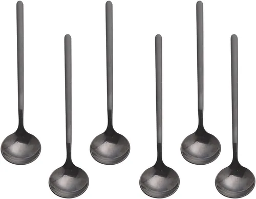 6 cucharas de café negras, cucharas de café espresso de acero inoxidable 18/8, mini cuchara de té Vogue de 5.2 pulgadas, cuchara pequeña agitadora