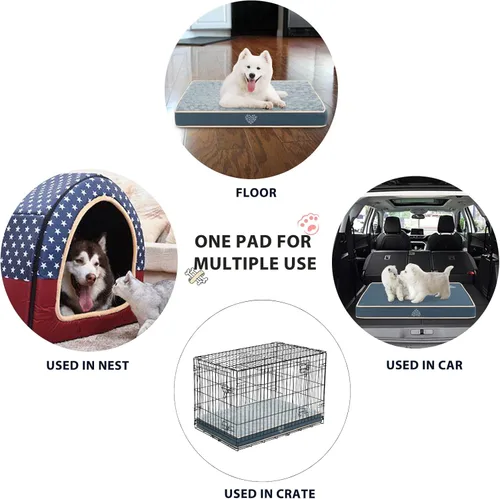 Vista 6 de VANKEAN Alfombrilla impermeable reversible para jaula de perros (cálida y fresca), funda extraíble y lavable y forro interior impermeable, colchón