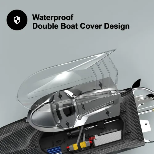 Vista 3 de Cheerwing - Barco a control remoto sin escobillas de 25" para adultos, barco de control remoto rápido de 30+ MPH para lagos y piscinas